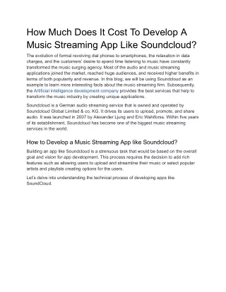 How Much Does It Cost To Develop A Music Streaming App Like Soundcloud