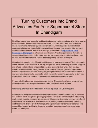Turning Customers Into Brand Advocates For Your Supermarket Store In Chandigarh
