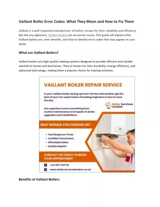 Vaillant Boiler Error Codes: What They Mean and How to Fix Them