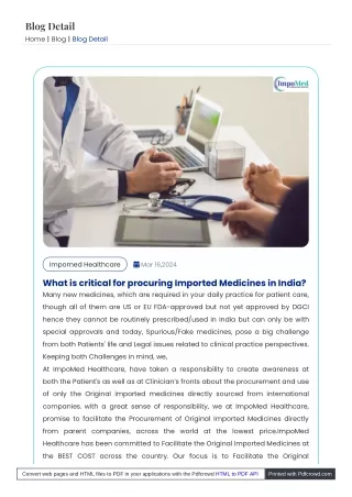 Impomed Healthcare: Enhancing Access to Imported Medicines in India