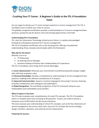 Crushing Your IT Career  A Beginner's Guide to the ITIL 4 Foundation Exam