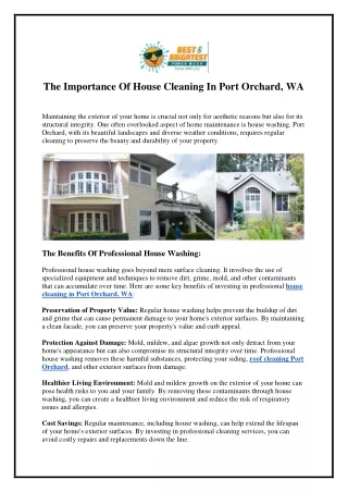 The Importance Of House Cleaning In Port Orchard WA