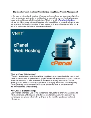 The Essential Guide to cPanel Web Hosting Simplifying Website Management