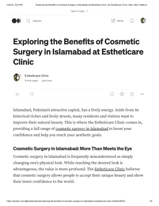 Exploring the Benefits of Cosmetic Surgery in Islamabad at Estheticare Clinic _ by Estheticare Clinic _ Mar, 2024 _ Medi