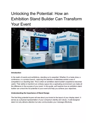 Unlocking the Potential: How an Exhibition Stand Builder Can Transform Your Even