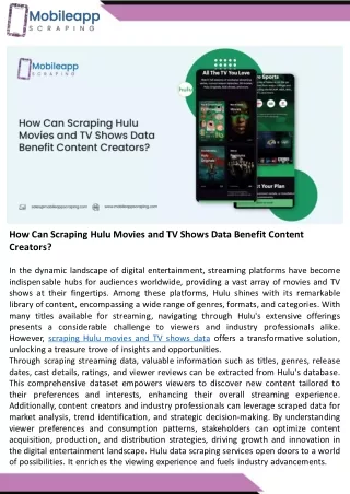 How Can Scraping Hulu Movies and TV Shows Data Benefit Content Creators