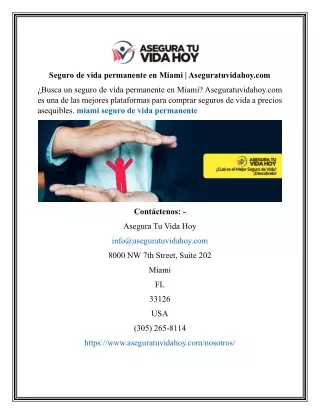 Seguro de vida permanente en Miami | Aseguratuvidahoy.com