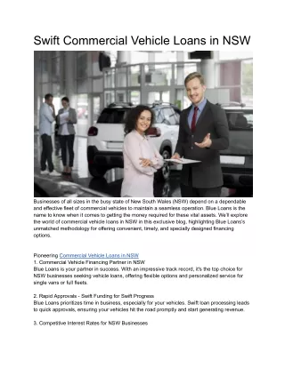 Commercial Car Loan Online NSW