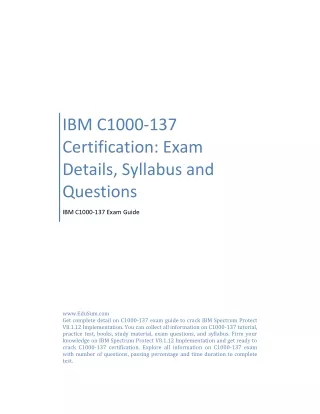 IBM C1000-137 Certification: Exam Details, Syllabus and Questions