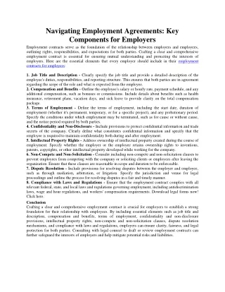 Navigating Employment Agreements: Key Components for Employers