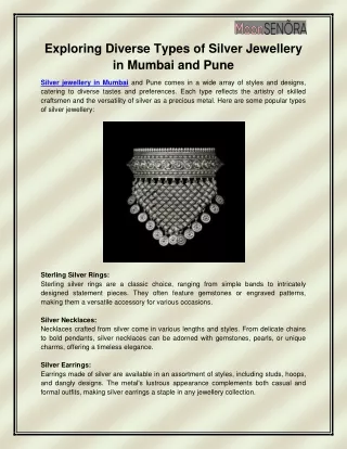 Silver jewellery in Mumbai