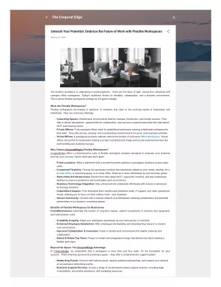 Unleash Your Potential Embrace the Future of Work with Flexible Workspaces 