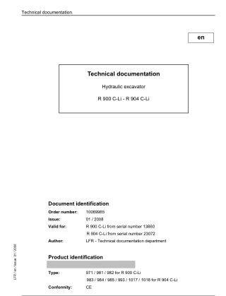 Liebherr R900C Litronic Crawler Excavator Service Repair Manual SN13860