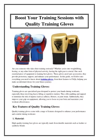 Boost Your Training Sessions with Quality Training Gloves