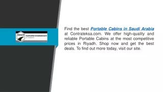 Portable Cabins In Saudi Arabia  Contrateksa.com