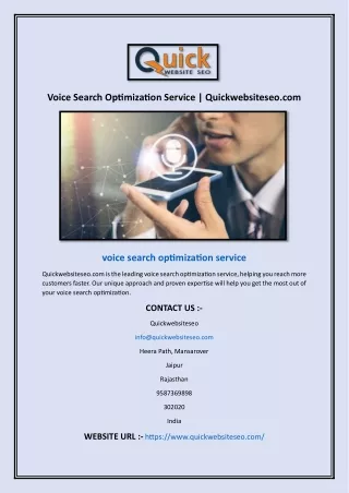 Voice Search Optimization Service | Quickwebsiteseo.com
