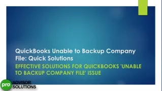 Effective Solutions for QuickBooks 'Unable to Backup Company File' Issue