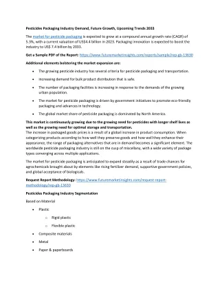 Pesticides Packaging Industry Demand