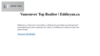 Vancouver Top Realtor Eddieyan.ca