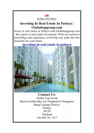 Investing In Real Estate In Pattaya  Globaltopgroup.com