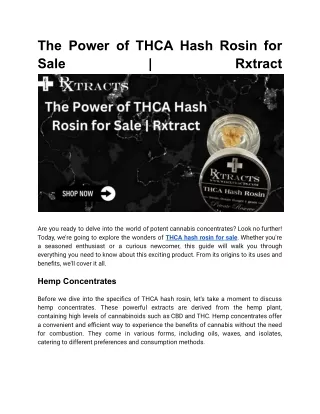The Power of THCA Hash Rosin for Sale _ Rxtract