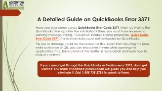 Expert Tips to Resolve QuickBooks Error Code 3371