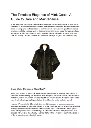 The Timeless Elegance of Mink Coats_ A Guide to Care and Maintenance