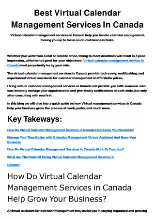 Best Virtual Calendar Management Services In Canada