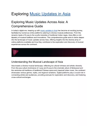 Exploring Music Updates in Asia