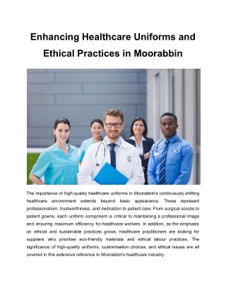 Enhancing Healthcare Uniforms and Ethical Practices in Moorabbin