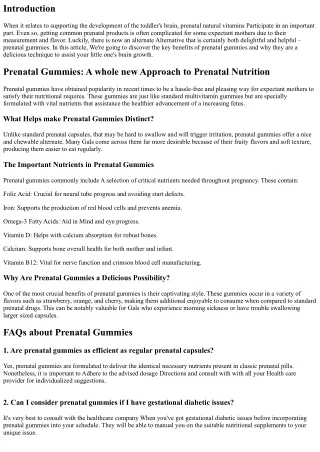 Prenatal Gummies: A Delicious Strategy to Aid Your Little one's Mind Growth