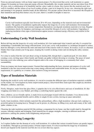 How Long Does Cavity Wall Insulation Last? Insights From My Home Improvement Pro