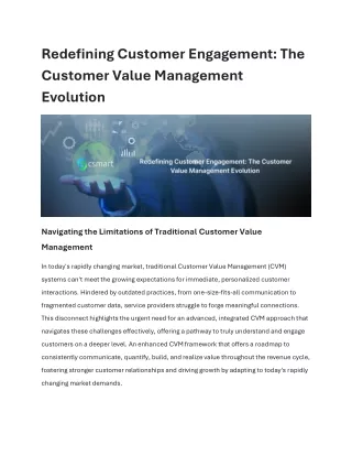 Redefining Customer Engagement: The Customer Value Management Evolution