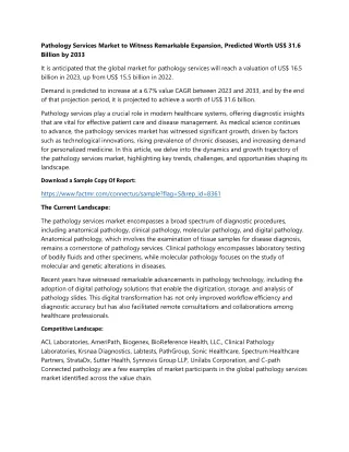 Pathology Services Market