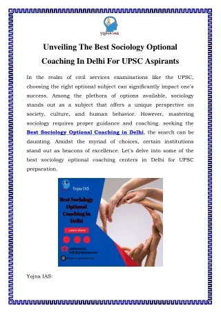 Sociology Unveiled: Excelling with Yojna IAS - Delhi Premier Coaching