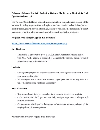 Polymer Colloids Market  Industry Outlook By Drivers, Restraints And Opportuniti
