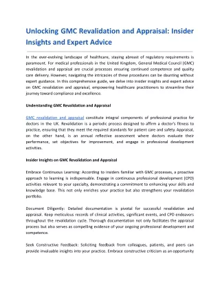 Unlocking GMC Revalidation and Appraisal_ Insider Insights and Expert Advice