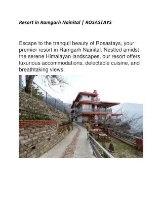 Resort in Ramgarh Nainital | ROSASTAYS