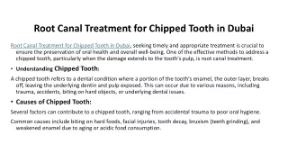 Root Canal Treatment for Chipped Tooth in Dubai