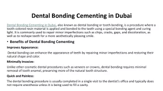 Dental Bonding Cementing in Dubai