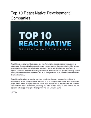 Top 10 React Native Development Companies