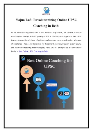Unraveling Success with Yojna IAS - The Best Online Coaching in Delhi