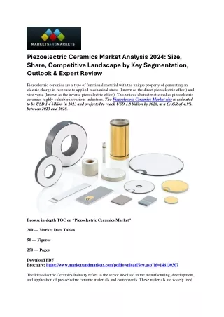 "Piezoelectric Ceramics Market: A Vibrant Industry Outlook"