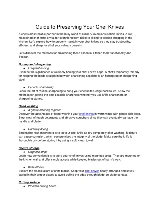 Guide to Preserving Your Chef Knives (1)