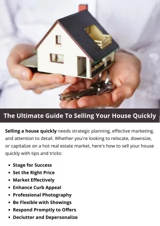 The Ultimate Guide To Selling Your House Quickly