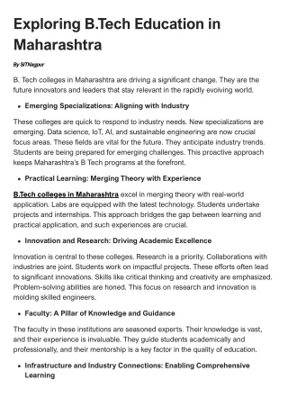 Exploring B.Tech Education in Maharashtra