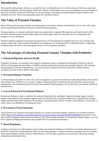 Some great benefits of Deciding on Prenatal Gummy Natural vitamins with Probioti