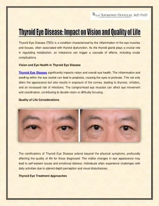 Thyroid Eye Disease - Impact on Vision and Quality of Life