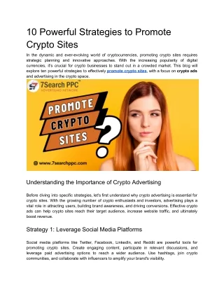 10 Powerful Strategies to Promote Crypto Sites