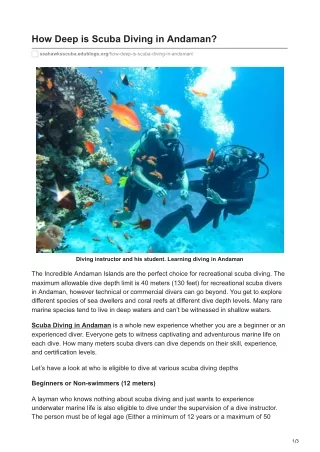 How deep can you scuba dive in Andaman and Nicobar Islands?